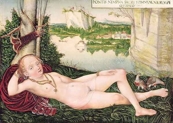 Resting Naiad Oil Painting by Lucas The Younger Cranach