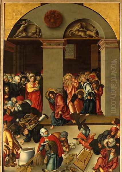 The Casting out of the Moneylenders from the Temple Oil Painting by Lucas The Younger Cranach