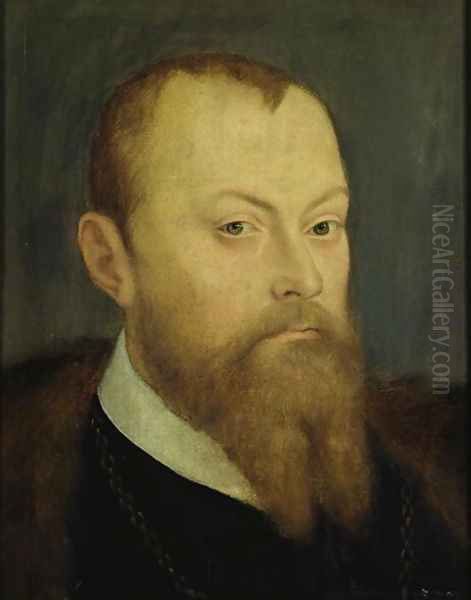 Elector Moritz von Sachsen (1521-53), c.1550 Oil Painting by Lucas The Younger Cranach