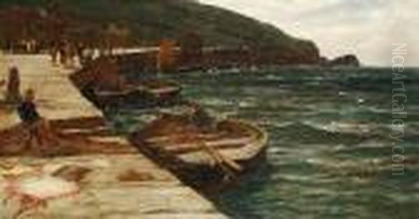 Unloading The Catch Oil Painting by Edwin Ellis