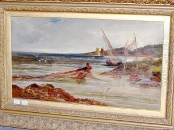 Fisherman Landing His Catch Oil Painting by Edwin Ellis