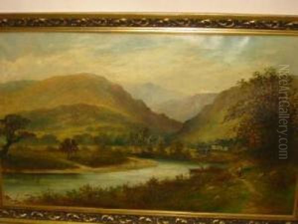 The Vale Of Llanelltyd Near Dolgelly Oil Painting by Edwin Ellis