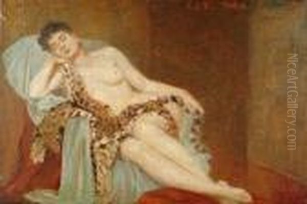 A Reclinging Nude Oil Painting by Edwin Ellis