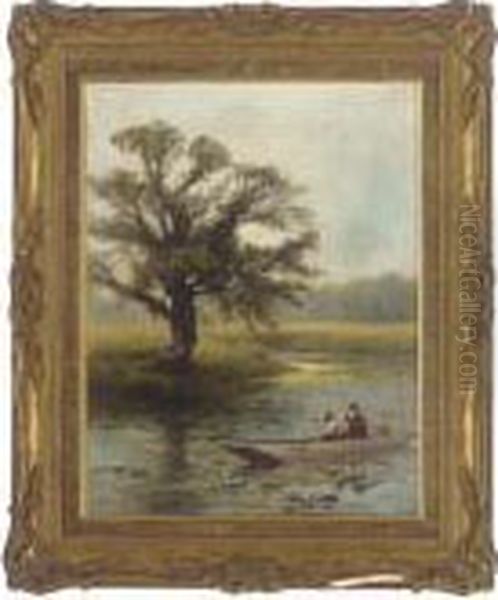 A Peaceful Summer's Afternoon On The River Oil Painting by Paul H. Ellis