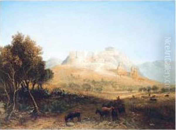 View Of The Acropolis Oil Painting by Paul H. Ellis