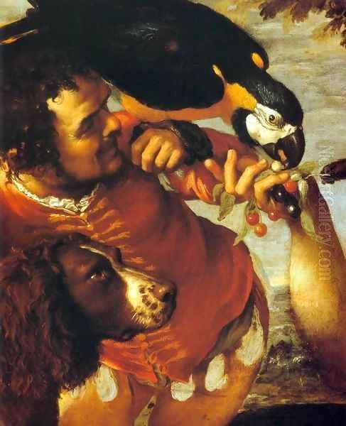 Hairy Harry, Mad Peter and Tiny Amon (detail) Oil Painting by Agostino Carracci