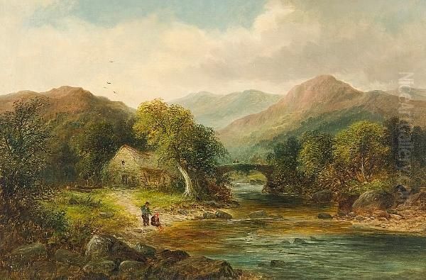 Old Water Mill, On The Lledr, Bettws-y-coed, North Wales Oil Painting by William Ellis