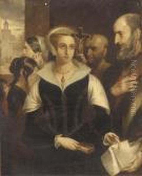 Mary Queen Of Scots Accepting Her Death Warrant At Fotheringay Castle Oil Painting by Alfred Elmore