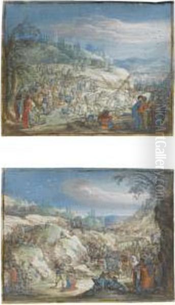 A Pair Of Scenes: The Martyrdoms Of Saint Peter And Saint Paul Oil Painting by Adam Elsheimer