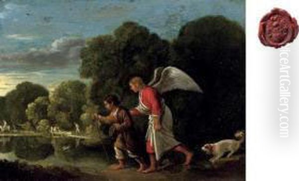 Tobias And The Angel Oil Painting by Adam Elsheimer