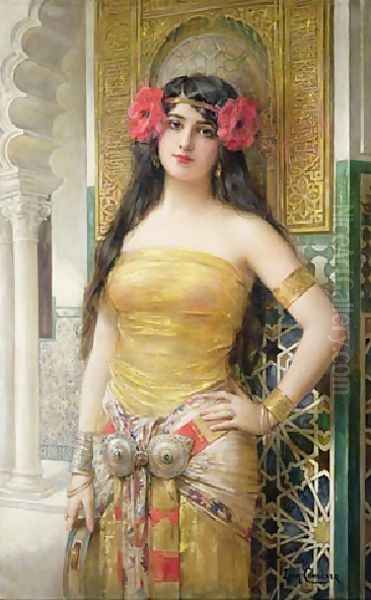 Poppies The Oriental Woman Oil Painting by Leon Francois Comerre