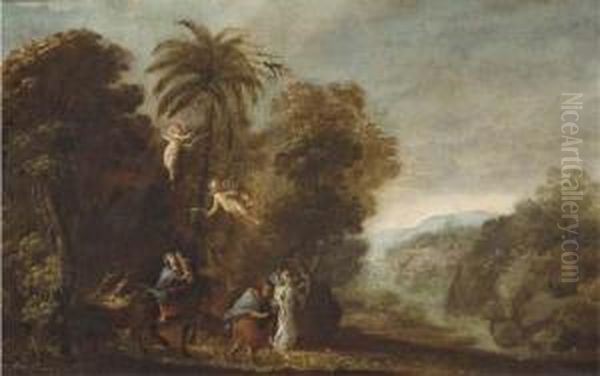 The Flight Into Egypt Oil Painting by Adam Elsheimer