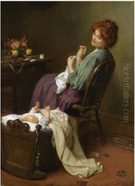 Mother's Darling Oil Painting by Arthur John Elsley