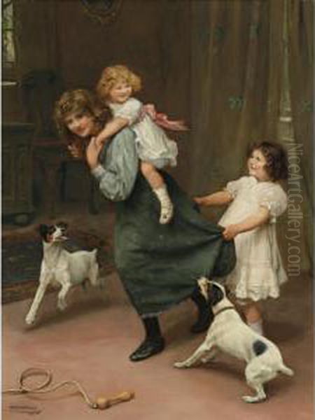 Pick-a-back Oil Painting by Arthur John Elsley