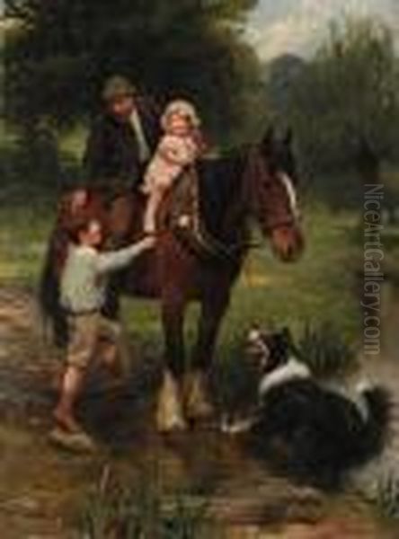 A Helping Hand Oil Painting by Arthur John Elsley