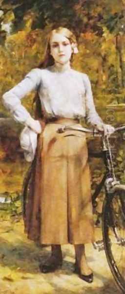 cycling at Vesinet Oil Painting by Leon Francois Comerre