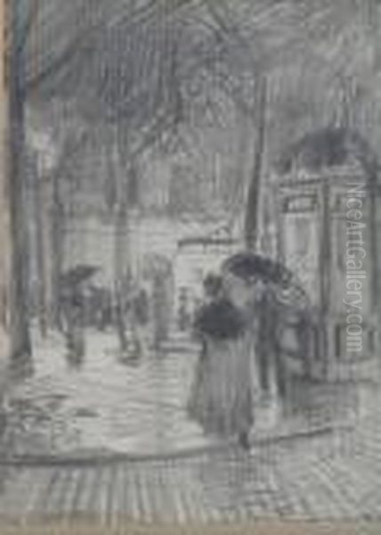 Parisian Street Scene Oil Painting by Frank Lewis Emanuel