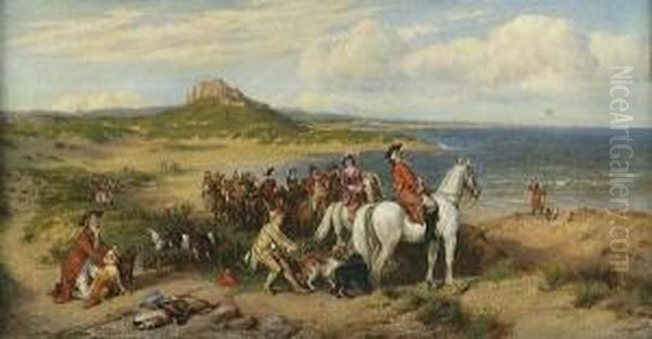 Conway Castle And An Elegant Hunting Party Oil Painting by Henry Hetherington Emmerson