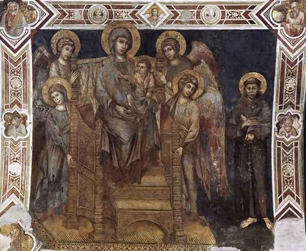 Madonna Enthroned with the Child, St Francis and four Angels Oil Painting by (Cenni Di Peppi) Cimabue