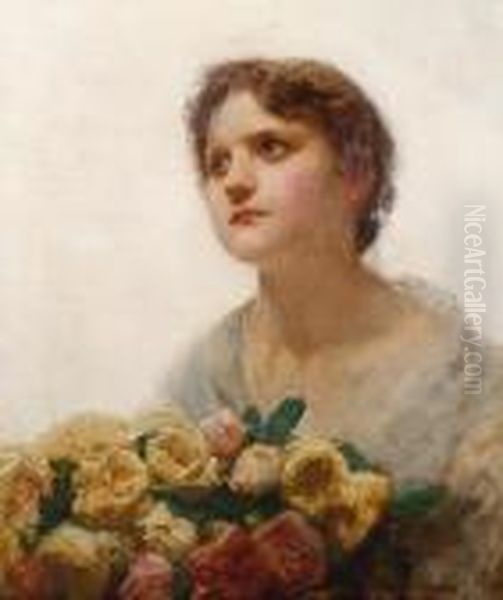 The Rose Girl Oil Painting by Alfred Edward Emslie