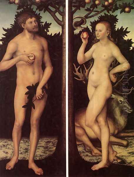 Adam and Eve (2) Oil Painting by Lucas The Elder Cranach