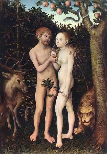 Adam and Eve 1533 Oil Painting by Lucas The Elder Cranach