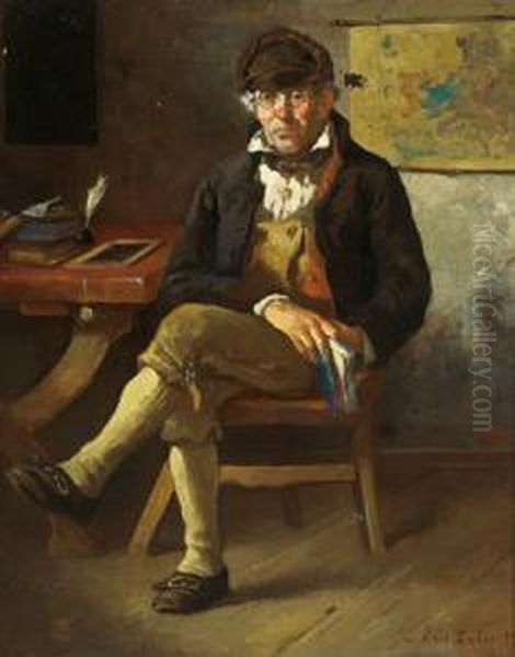 Il Maestro Di Scuola Del Villaggio Oil Painting by Axel Ender