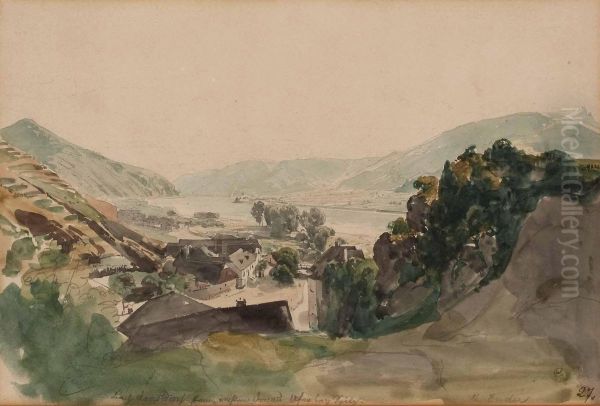 Wachauer Donaulandschaft: Ortsausgang Von Spitz A. D. Donau Mit Ausblick Nach Arnsdorf Oil Painting by Thomas Ender