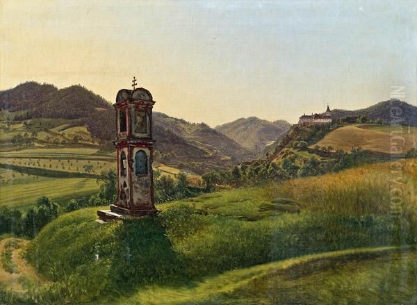 Bildstock Bei Der Burg Oberranna Oil Painting by Thomas Ender