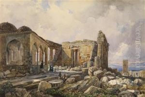 On Theparthenon In Athens Oil Painting by Thomas Ender