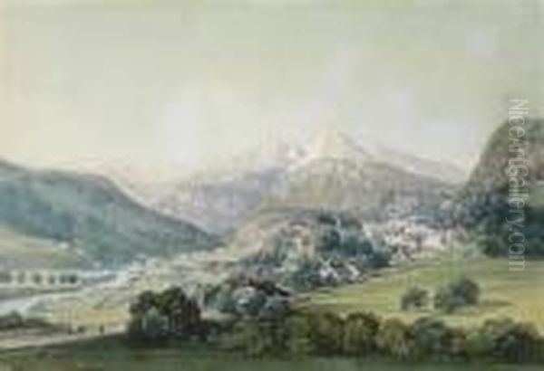 A View Ofberchtesgaden With Watzmann Mountain Oil Painting by Thomas Ender