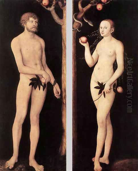 Adam and Eve 1531 Oil Painting by Lucas The Elder Cranach