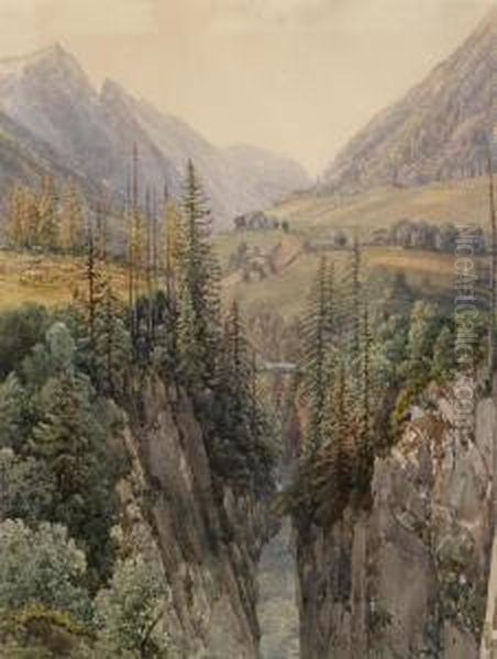 View Near Finkenberg In Thetuxertal Oil Painting by Thomas Ender