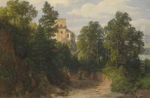 Weg Zur Ruine Greifenstein Oil Painting by Thomas Ender