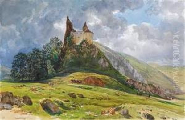 Ruine Schachenstein In Thorlin Der Steiermark Oil Painting by Thomas Ender