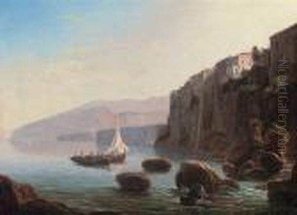 Fishing Below Sorrento Oil Painting by Thomas Ender