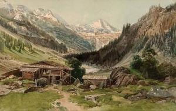 Lauterbrunnental Mitschmadribachfall Oil Painting by Thomas Ender