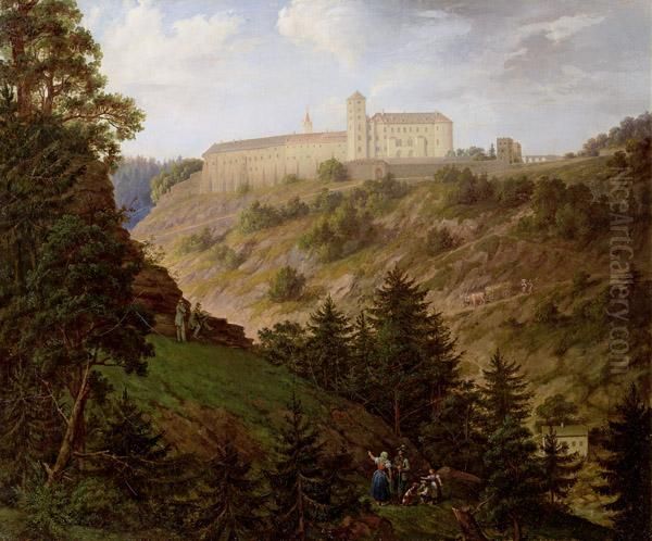 Schloss Vothau Des Grafen Daun In Mahren Oil Painting by Thomas Ender