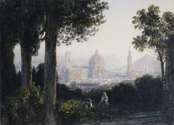 Panoramic View Of Florence Oil Painting by Thomas Ender