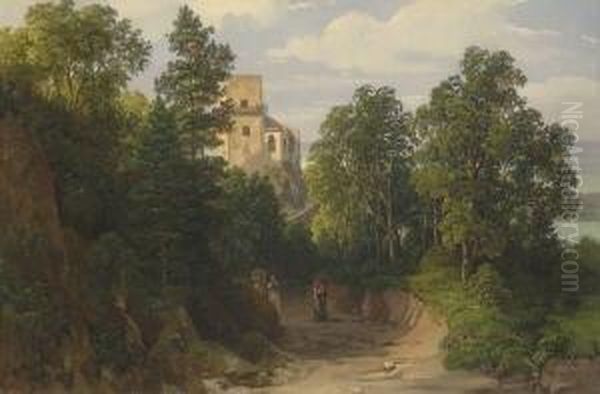 Weg Zur Ruine
 Greifenstein Oil Painting by Thomas Ender