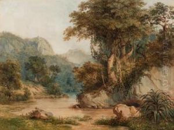 Brazilian Landscape Oil Painting by Thomas Ender