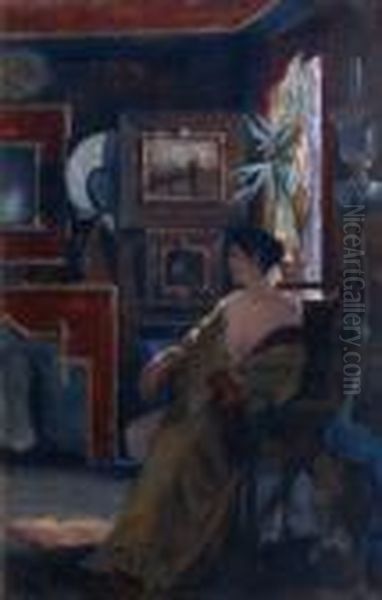 Femme Dans Un Interieur. Oil Painting by Jean Joseph Enders