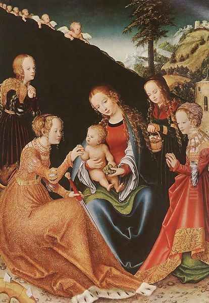 The Mystic Marriage of St Catherine c. 1516 Oil Painting by Lucas The Elder Cranach