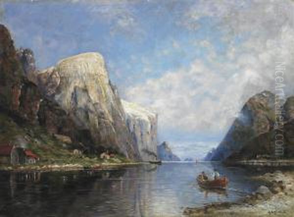 Norwegian Fjord Oil Painting by Henry Enfield