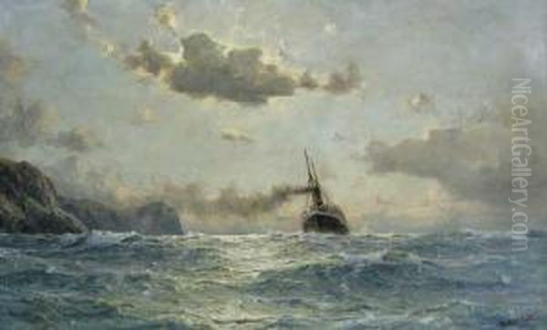 Dampfschiff Vor Felskuste Oil Painting by Henry Enfield