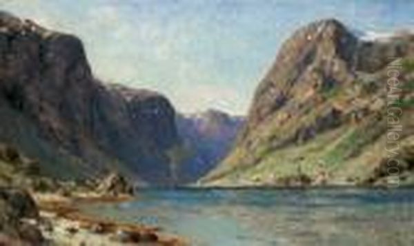 Norwegian Fjord Oil Painting by Henry Enfield