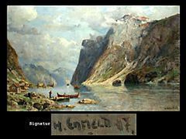 Fjordlandschaft Oil Painting by Henry Enfield