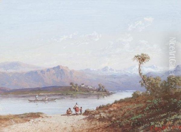 Paysage Au Lac De Montagne Oil Painting by Marius Engaliere