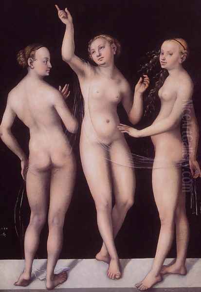 The Three Graces 1535 Oil Painting by Lucas The Elder Cranach