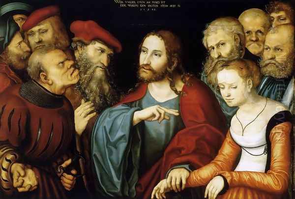 Christ and the Adulteress 1532 Oil Painting by Lucas The Elder Cranach